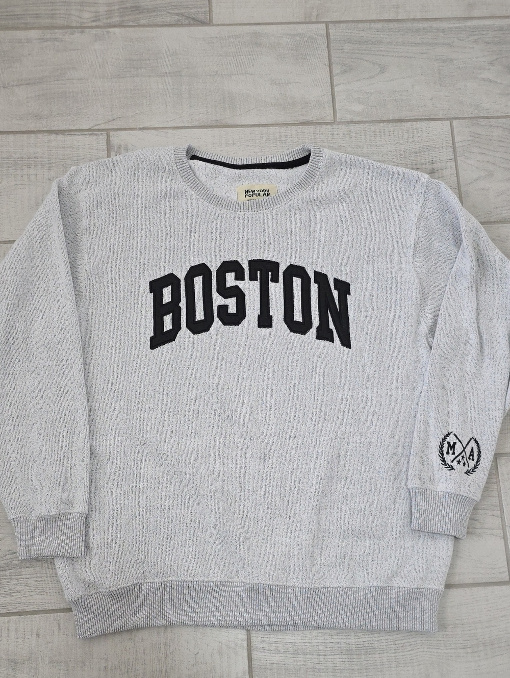 New York Polular Boston Crewneck Sweater in Light Gray Women's Size XL Cozy